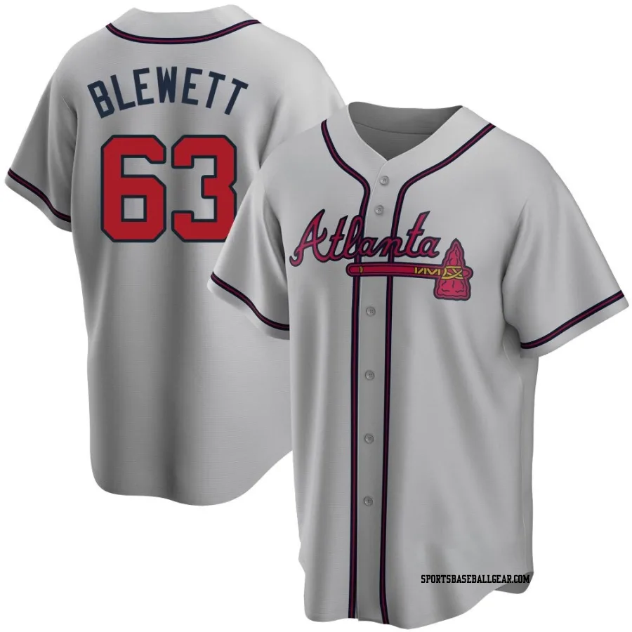 Scott Blewett Men's Atlanta Braves Gray Replica Road Jersey
