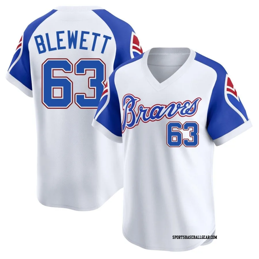 Scott Blewett Men's Atlanta Braves White Limited Throwback Cooperstown Collection Jersey