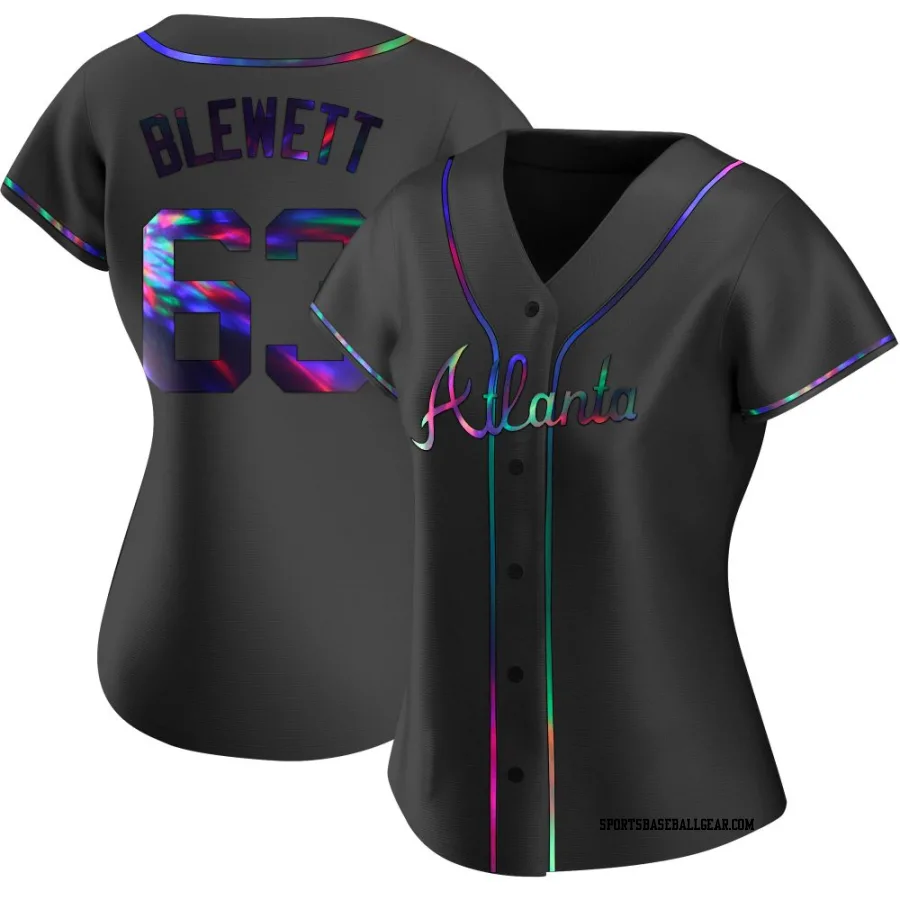 Scott Blewett Women's Atlanta Braves Black Holographic Replica Alternate Jersey