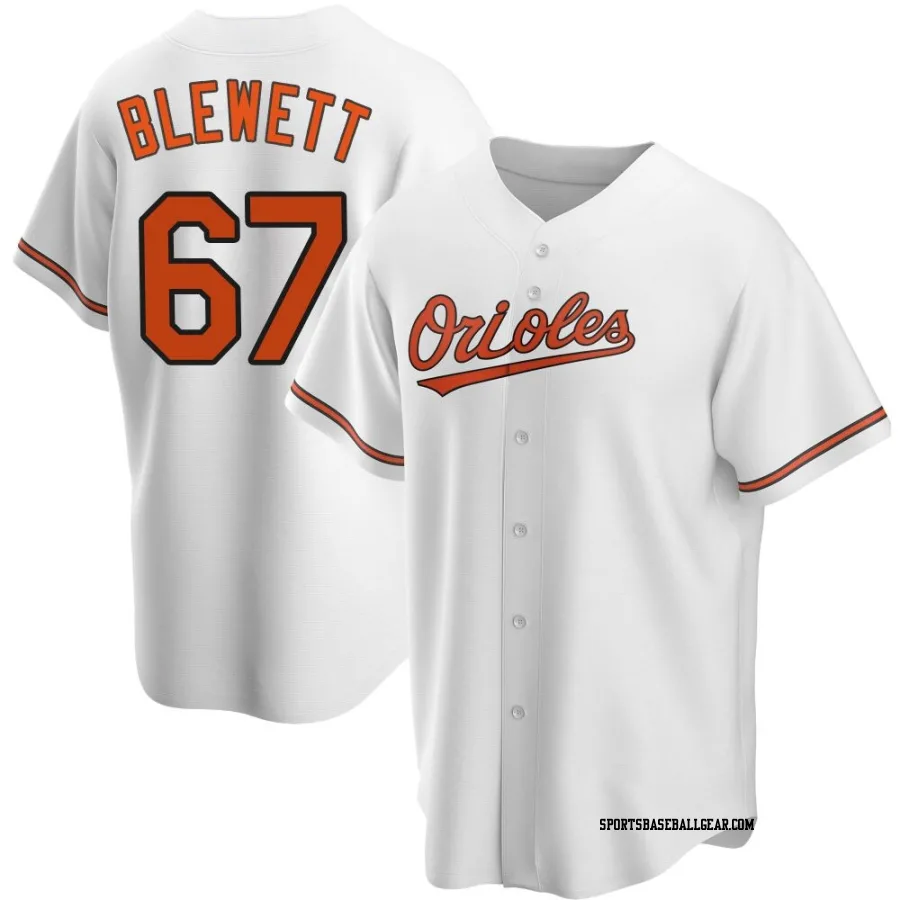 Scott Blewett Youth Baltimore Orioles White Replica Home Jersey