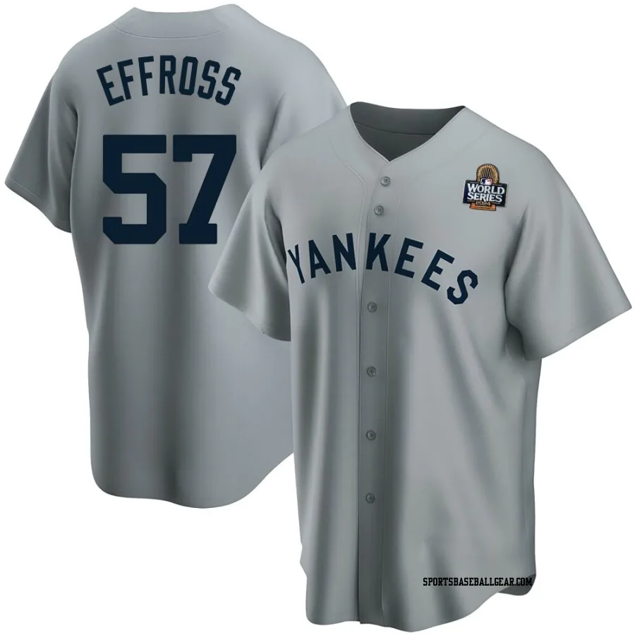 Scott Effross Men's New York Yankees Gray Replica Road Cooperstown Collection 2024 World Series Jersey