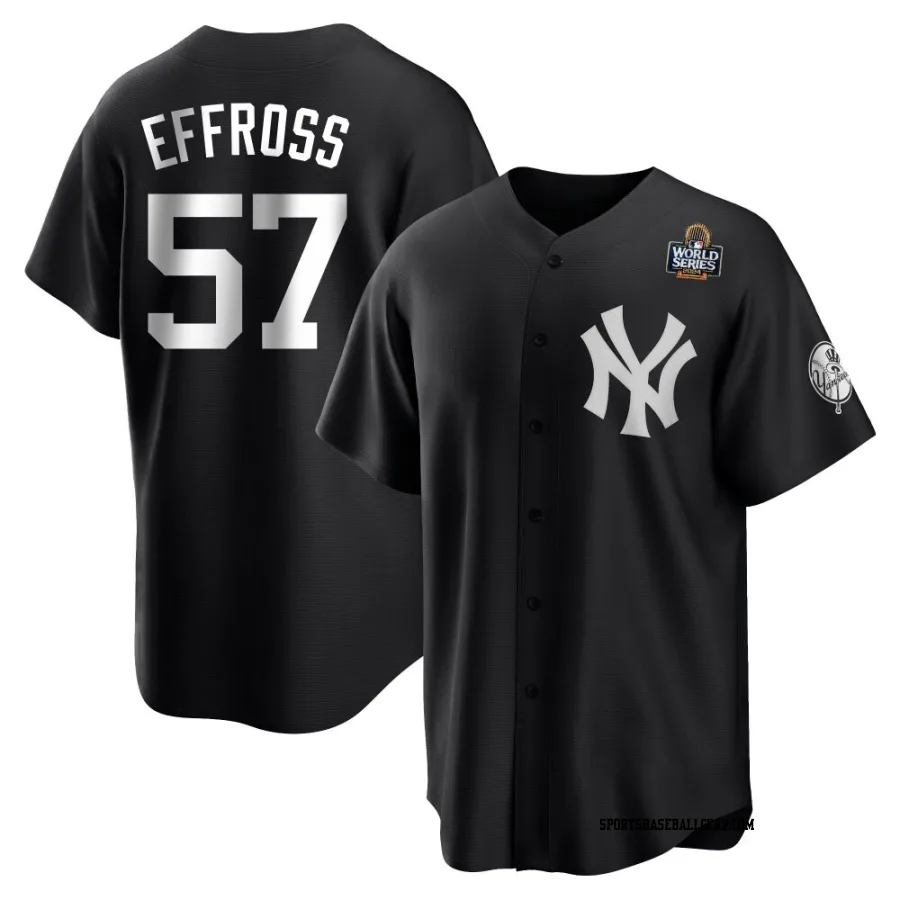 Scott Effross Youth New York Yankees Black/White Replica 2024 World Series Jersey