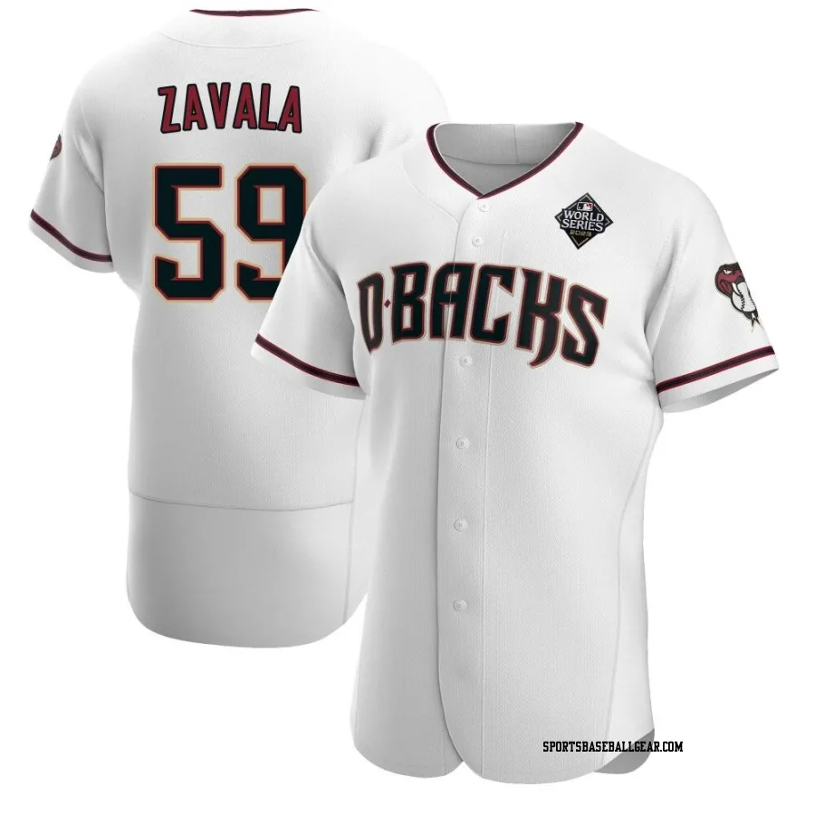 Seby Zavala Men's Arizona Diamondbacks White Authentic Crimson Home 2023 World Series Jersey