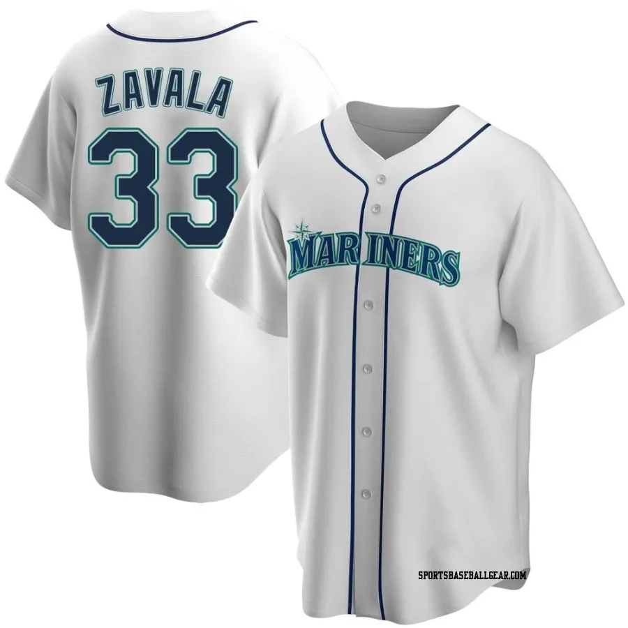 Seby Zavala Men's Seattle Mariners White Replica Home Jersey