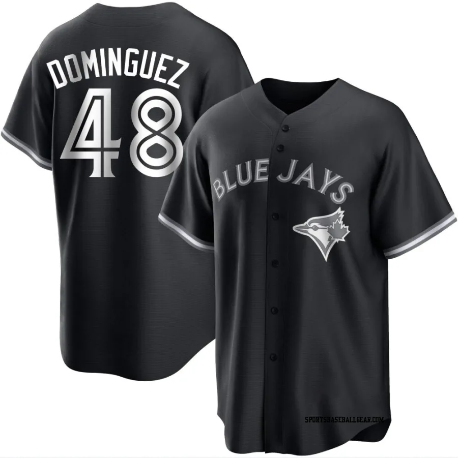 Seranthony Dominguez Men's Toronto Blue Jays Black/White Replica Jersey
