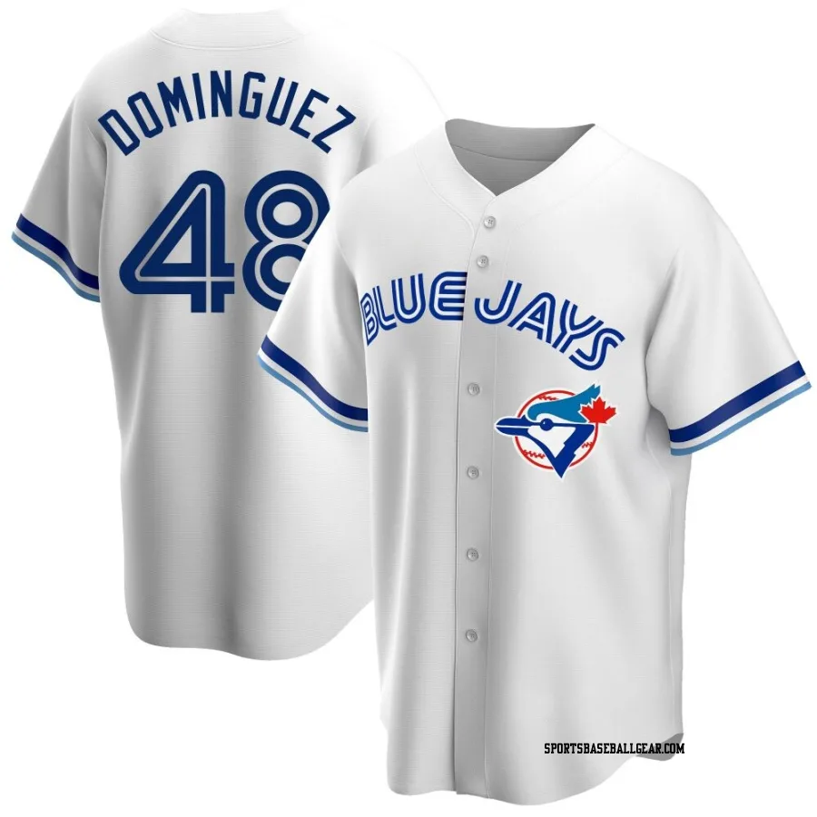 Seranthony Dominguez Men's Toronto Blue Jays White Replica Home Cooperstown Collection Jersey