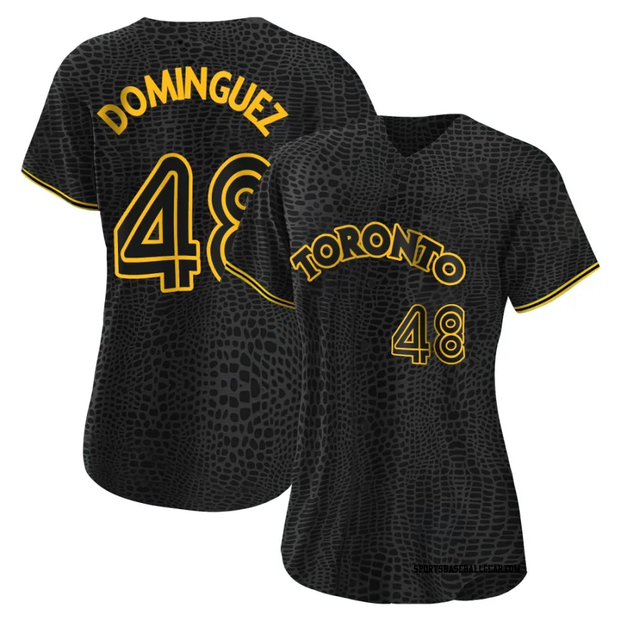 Seranthony Dominguez Women's Toronto Blue Jays Black Replica Snake Skin City Jersey