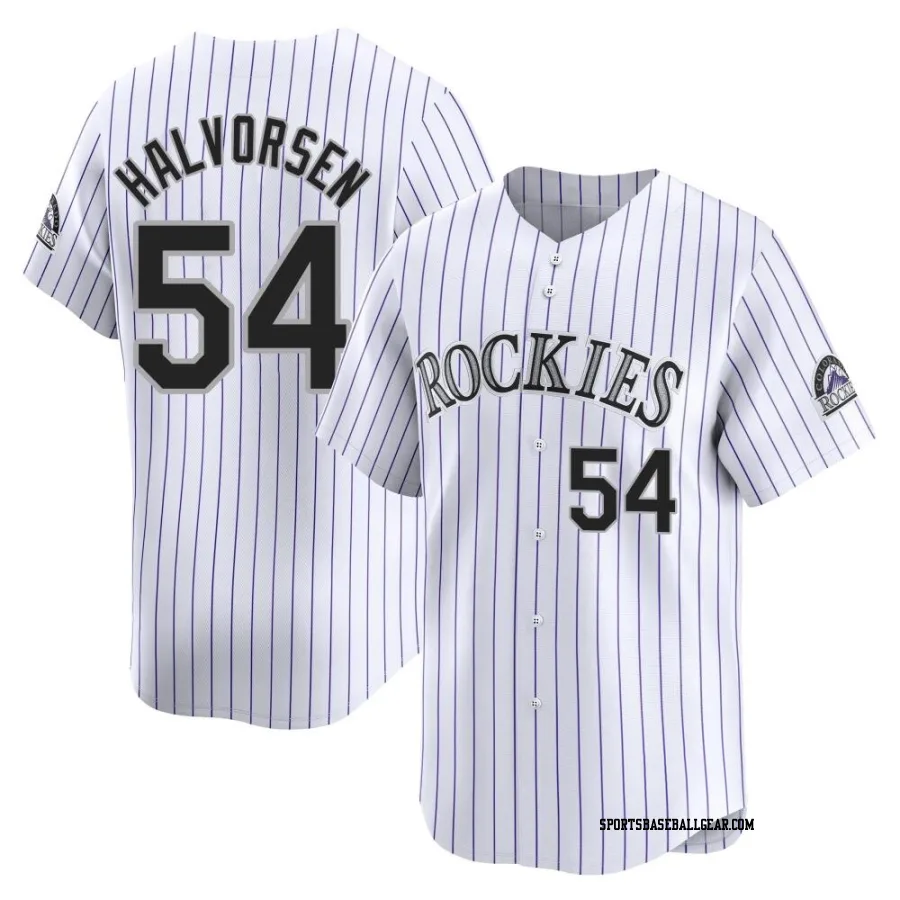 Seth Halvorsen Youth Colorado Rockies White Limited Home Jersey
