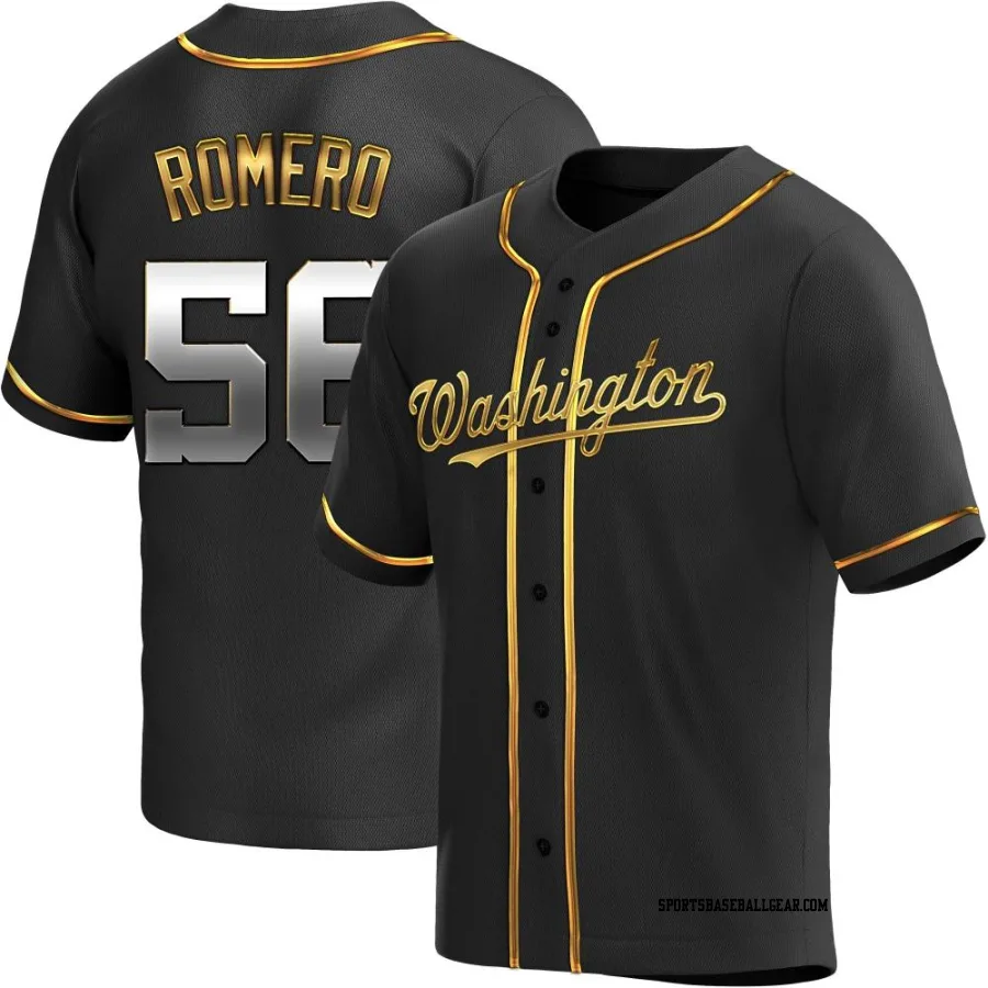 Seth Romero Men's Washington Nationals Black Golden Replica Alternate Jersey