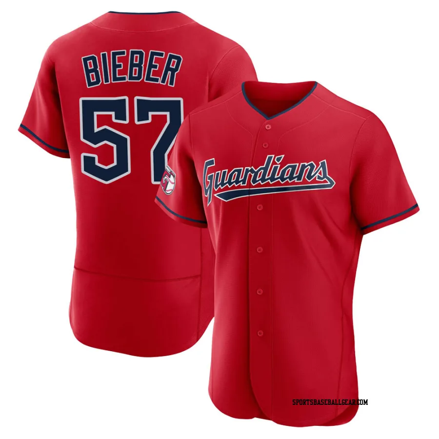 Shane Bieber Men's Cleveland Guardians Red Authentic Alternate Jersey