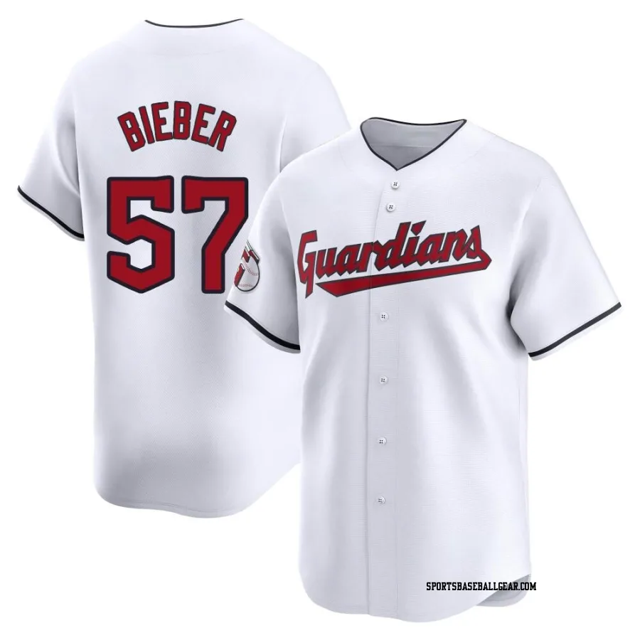 Shane Bieber Men's Cleveland Guardians White Limited Home Jersey