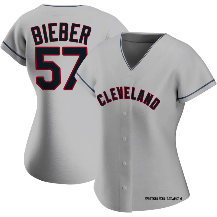 Shane Bieber Women's Cleveland Guardians Gray Replica Road Jersey