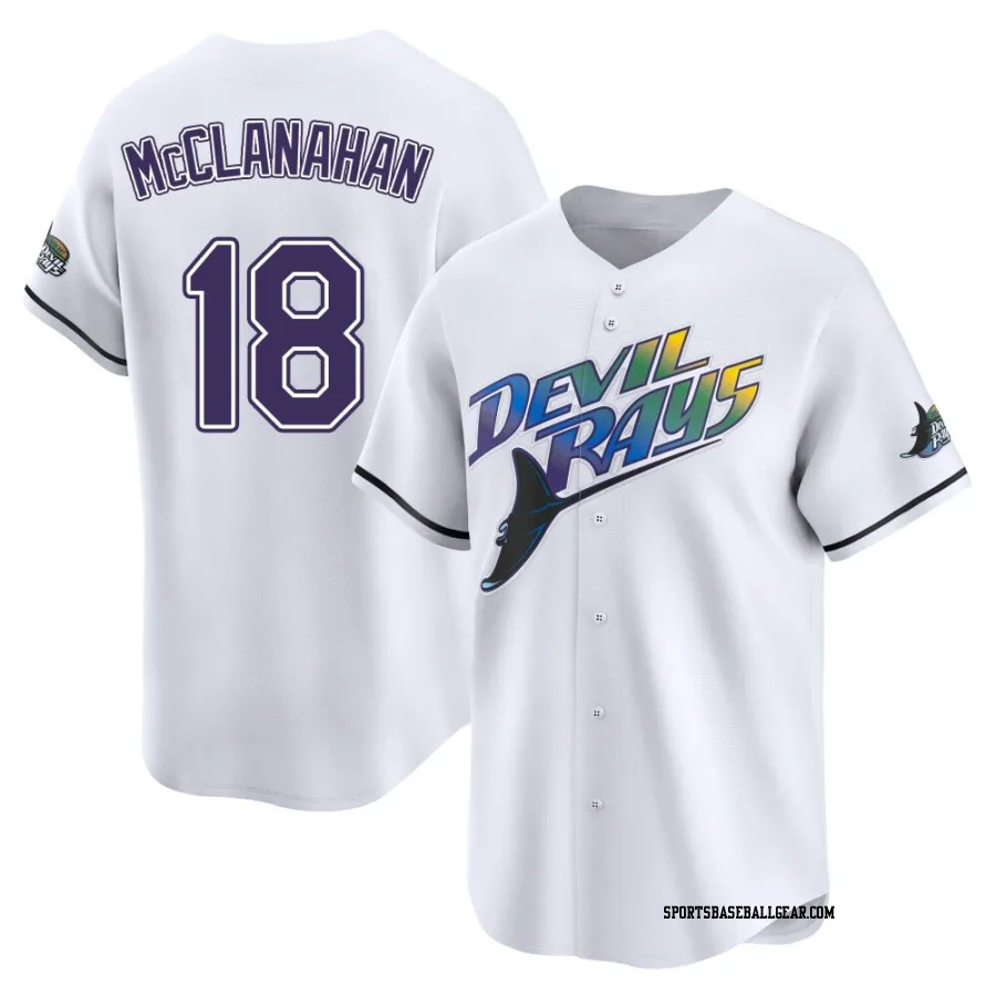 Shane McClanahan Youth Tampa Bay Rays White Limited Throwback Cooperstown Jersey