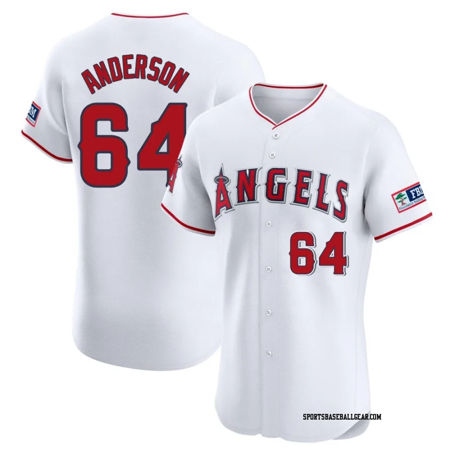 Shaun Anderson Men's Los Angeles Angels White Elite Home Patch Jersey