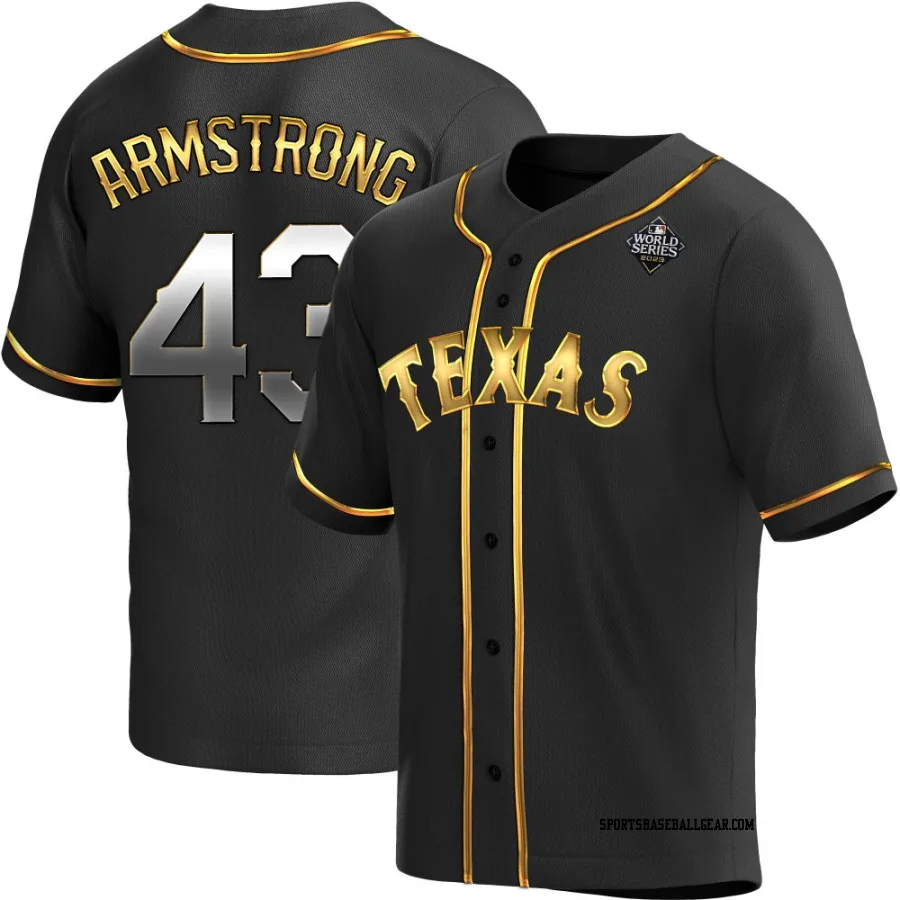 Shawn Armstrong Men's Texas Rangers Black Golden Replica Alternate 2023 World Series Jersey