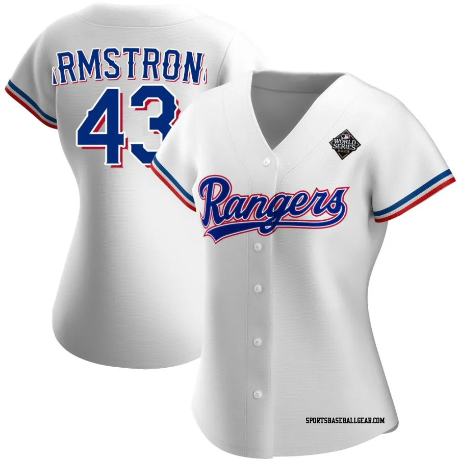 Shawn Armstrong Women's Texas Rangers White Replica Home 2023 World Series Jersey