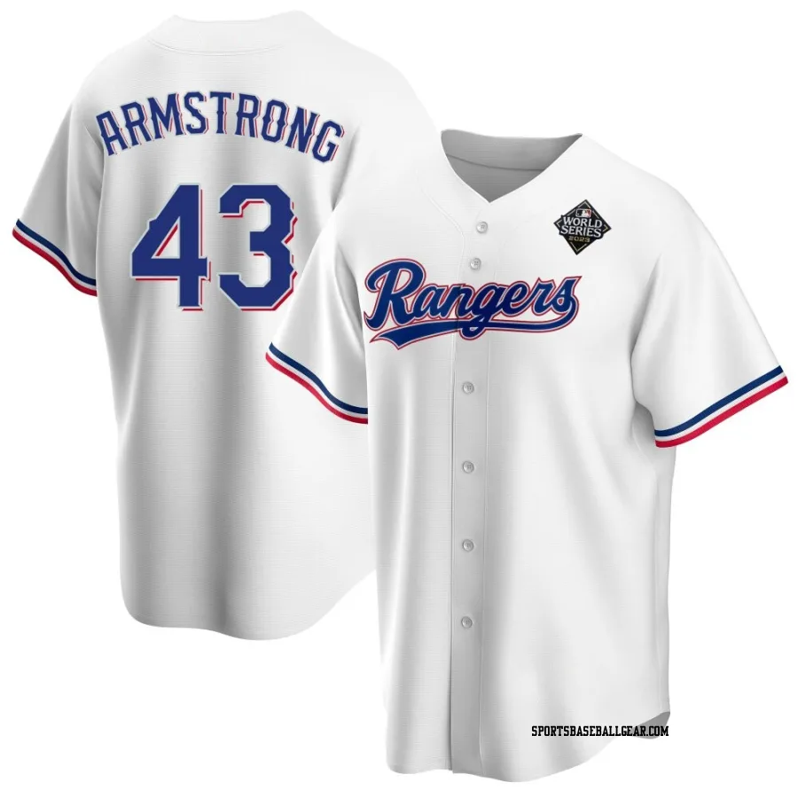 Shawn Armstrong Youth Texas Rangers White Replica Home 2023 World Series Jersey