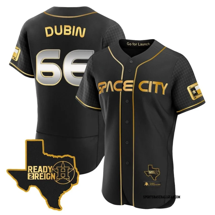 Shawn Dubin Men's Houston Astros Black/Gold Authentic 2023 Space City Ready 2 Reign Flex Base Jersey
