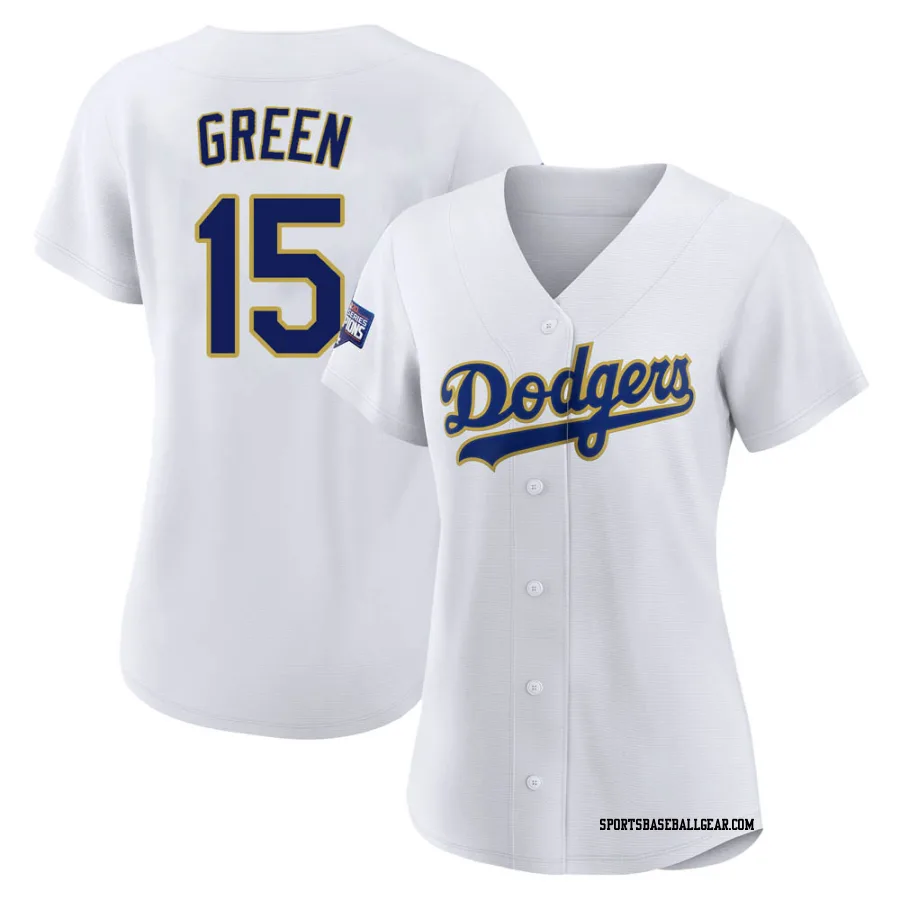 Shawn Green Women's Los Angeles Dodgers White/Gold Replica 2021 Gold Program Player Jersey