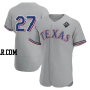Shawn Kelley Men's Texas Rangers Gray Authentic Road 2023 World Series Jersey