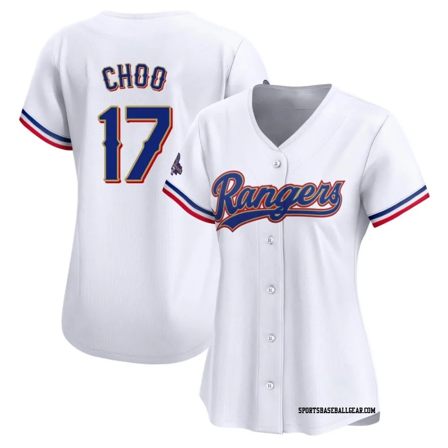 Shin-Soo Choo Women's Texas Rangers Gold Limited White 2024 Collection Jersey