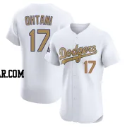 Shohei Ohtani Men's Los Angeles Dodgers Gold Elite White 2025 Collection Jersey