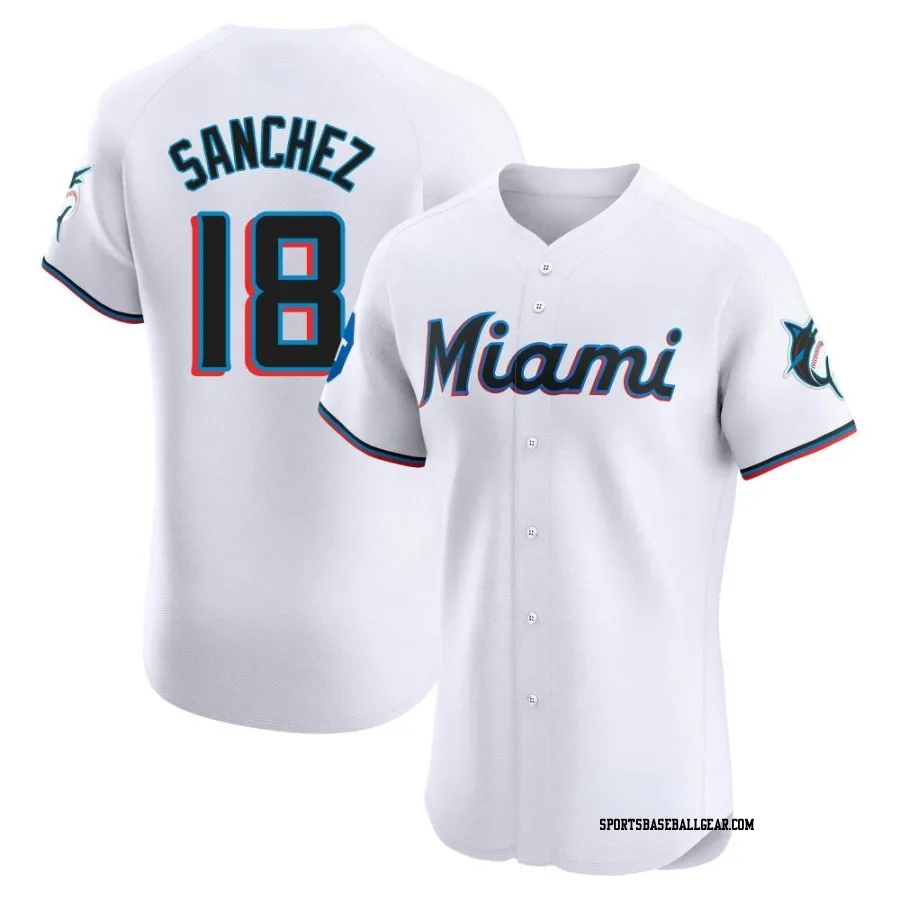 Sixto Sanchez Men's Miami Marlins White Elite Home Patch Jersey