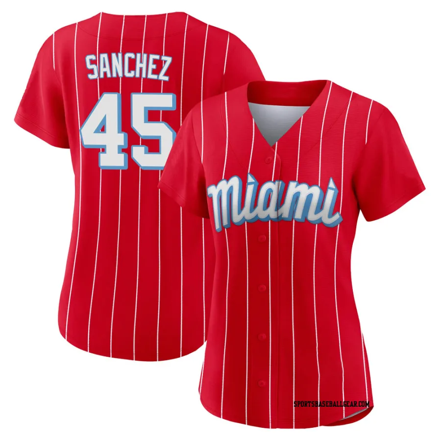 Sixto Sanchez Women's Miami Marlins Red Authentic 2021 City Connect Jersey
