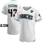Slade Cecconi Men's Arizona Diamondbacks White Authentic Teal Alternate 2023 World Series Jersey