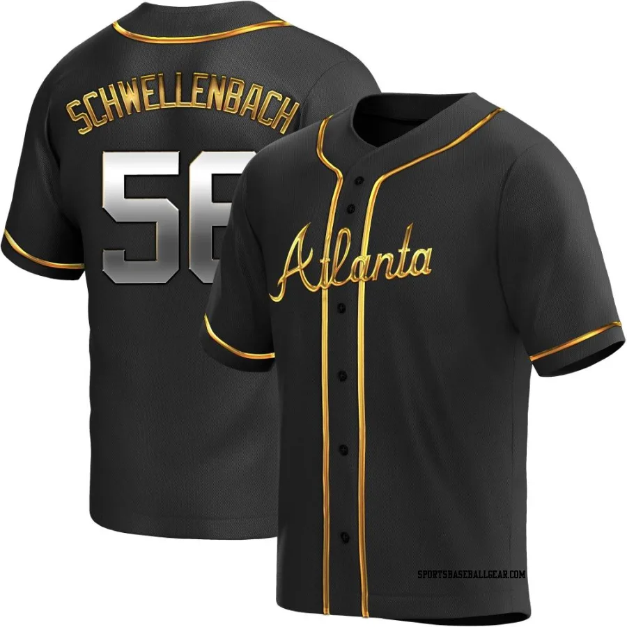 Spencer Schwellenbach Men's Atlanta Braves Black Golden Replica Alternate Jersey