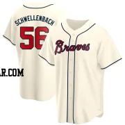 Spencer Schwellenbach Men's Atlanta Braves Cream Replica Alternate Jersey