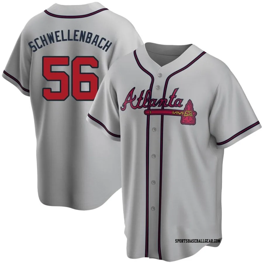Spencer Schwellenbach Men's Atlanta Braves Gray Replica Road Jersey