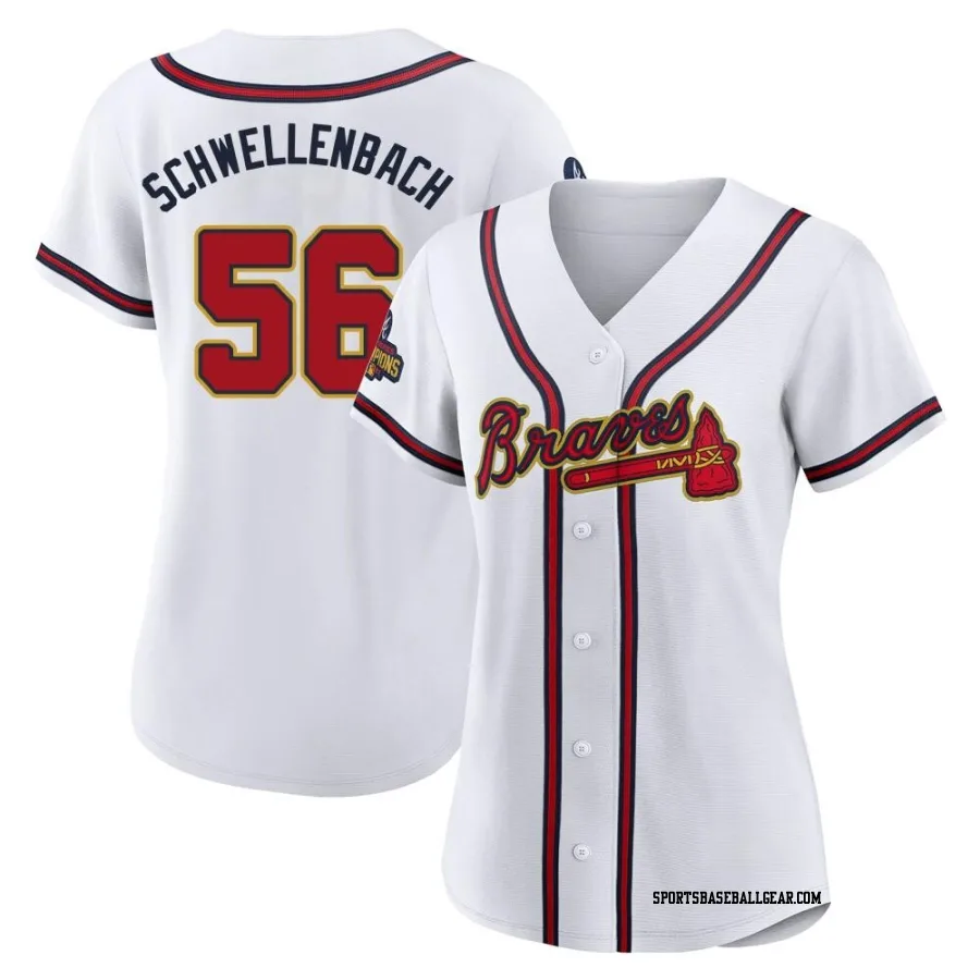 Spencer Schwellenbach Women's Atlanta Braves Gold Replica White 2022 Program Jersey