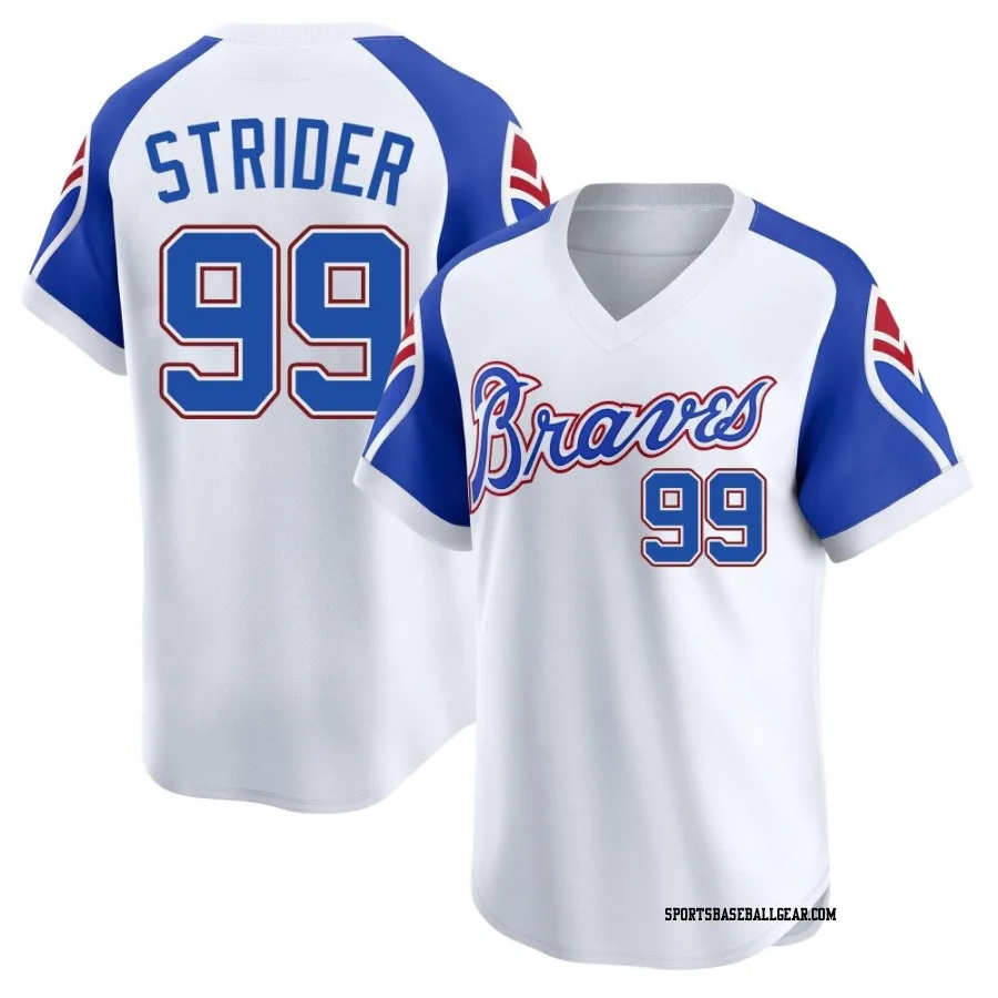 Spencer Strider Youth Atlanta Braves White Limited Throwback Cooperstown Collection Jersey