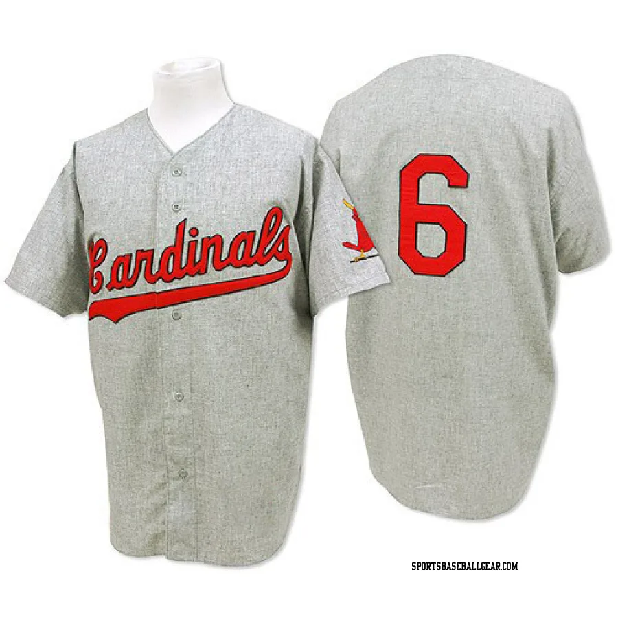 Stan Musial Men's St. Louis Cardinals Grey Replica 1956 Throwback Jersey