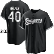 Steele Walker Men's Texas Rangers Black/White Replica Jersey