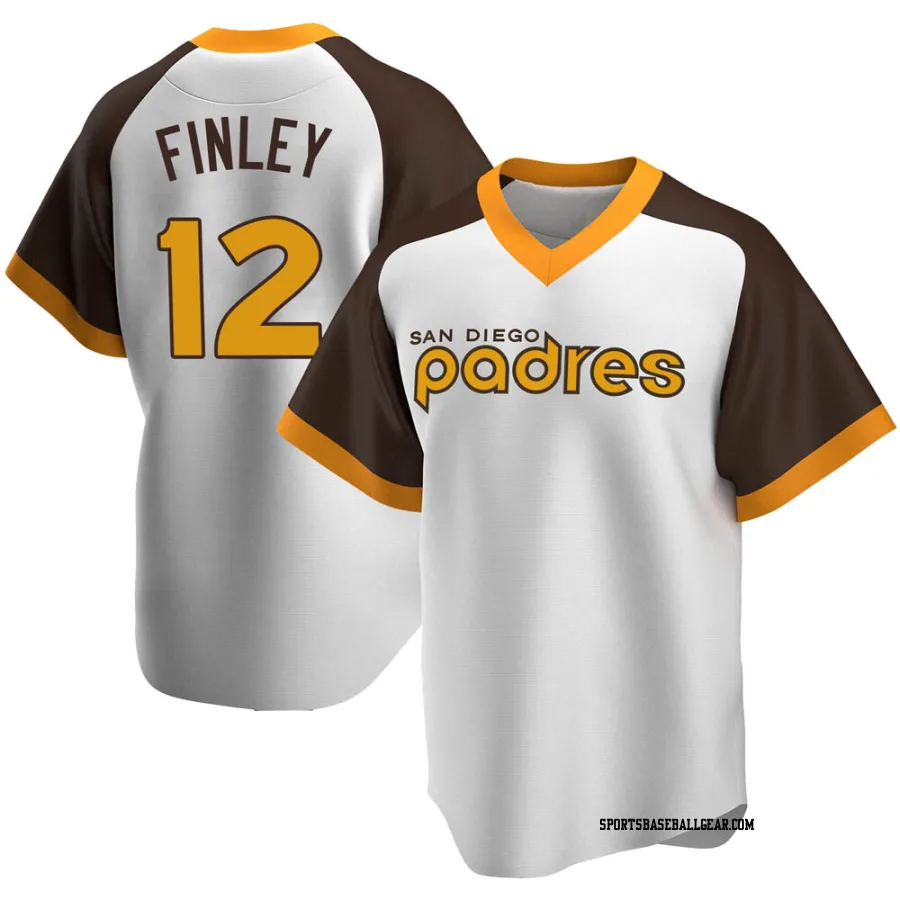 Steve Finley Men's San Diego Padres White Replica Home Cooperstown Collection Jersey