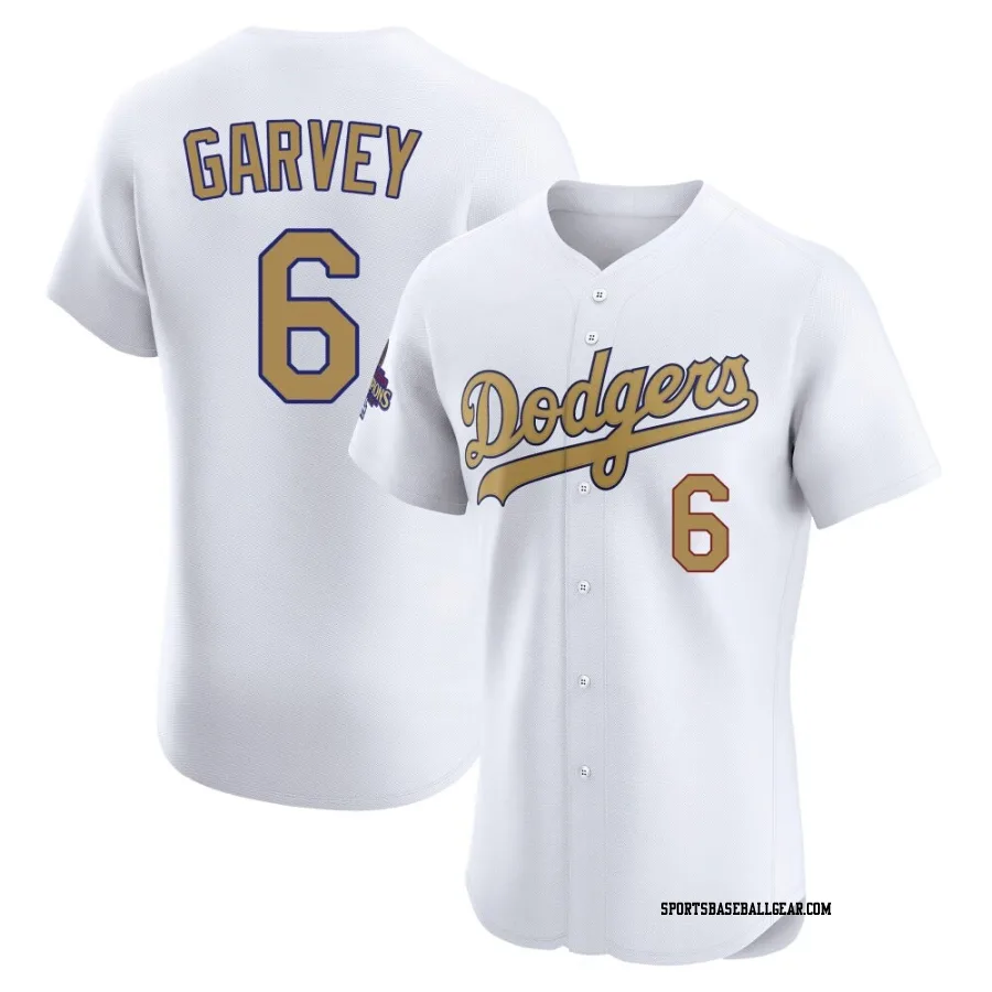 Steve Garvey Men's Los Angeles Dodgers Gold Elite White 2025 Collection Jersey