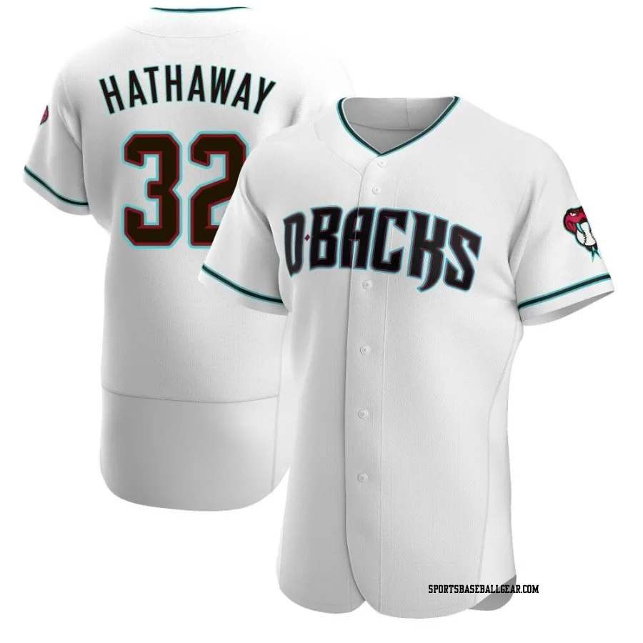 Steve Hathaway Men's Arizona Diamondbacks White/Teal Authentic Alternate Jersey