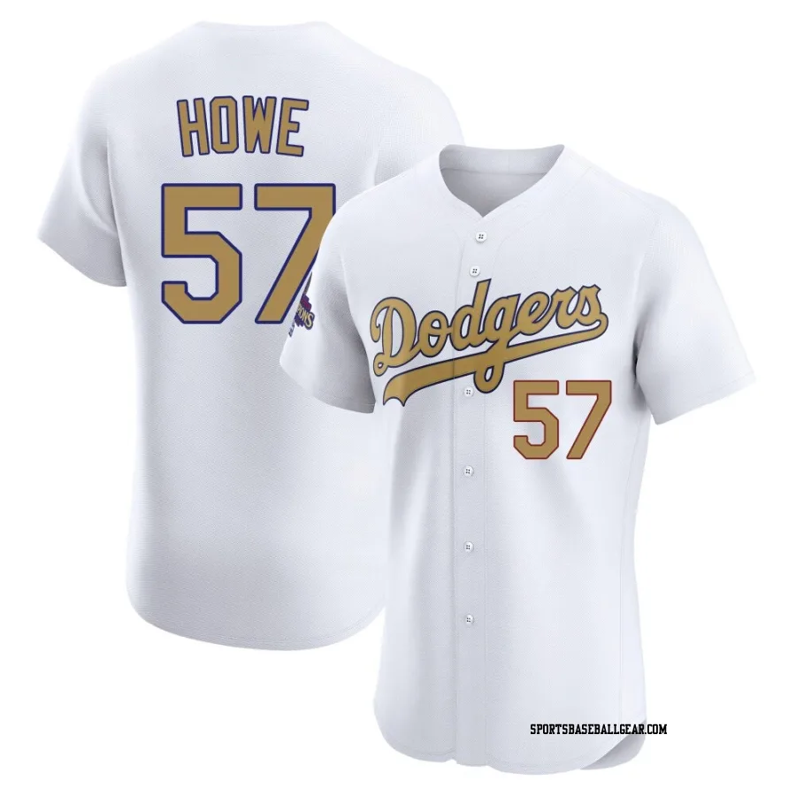 Steve Howe Men's Los Angeles Dodgers Gold Elite White 2025 Collection Jersey