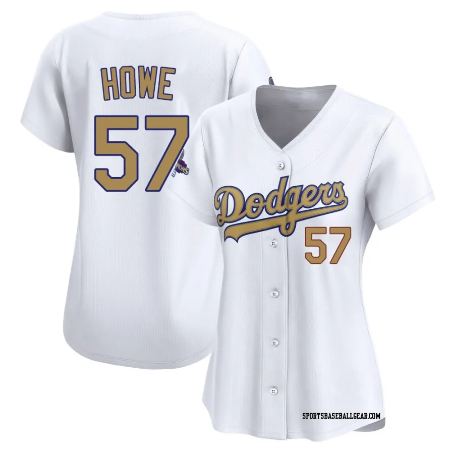 Steve Howe Women's Los Angeles Dodgers Gold Limited White 2025 Collection Jersey