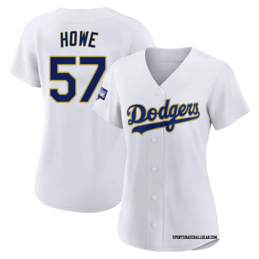 Steve Howe Women's Los Angeles Dodgers White/Gold Replica 2021 Gold Program Player Jersey