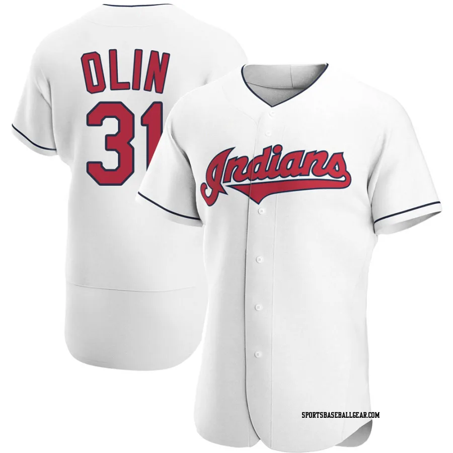 Steve Olin Men's Cleveland Guardians White Authentic Home Jersey