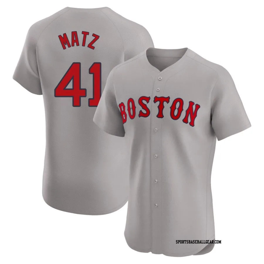 Steven Matz Men's Boston Red Sox Gray Elite Road Jersey