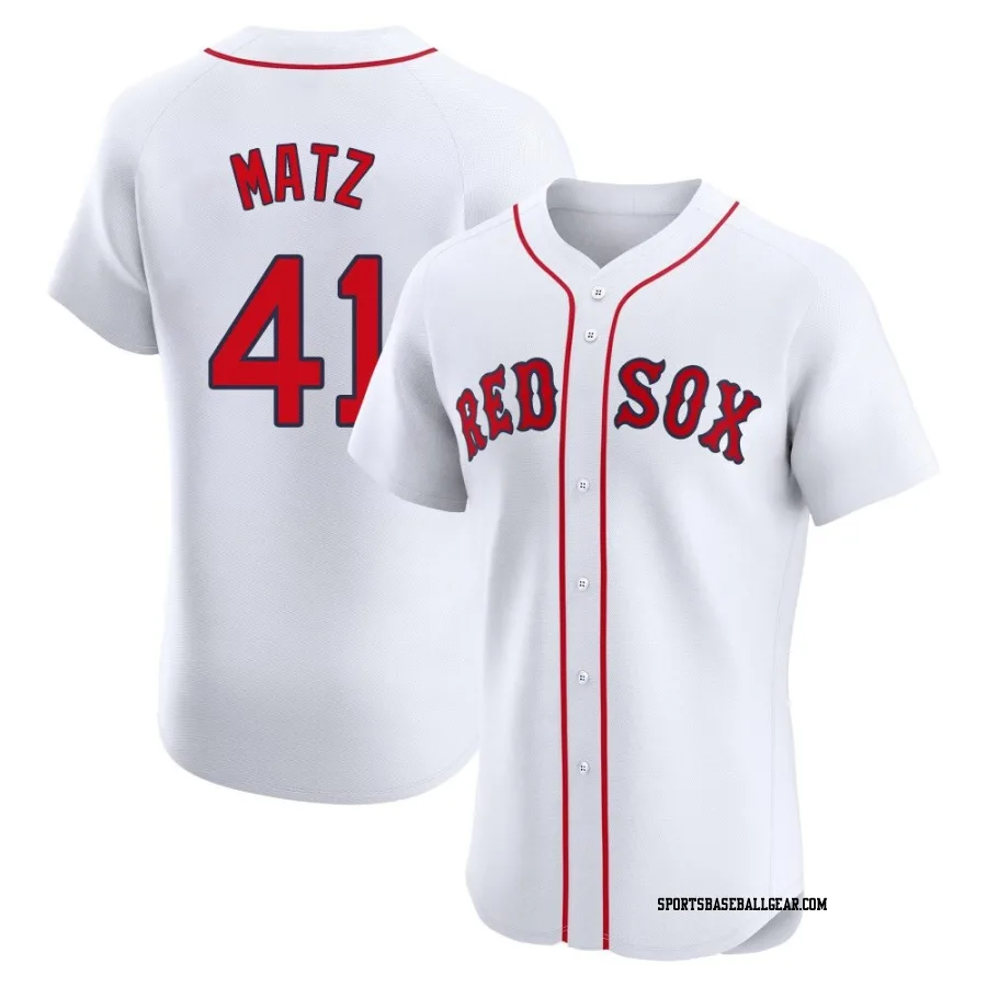 Steven Matz Men's Boston Red Sox White Elite Home Patch Jersey