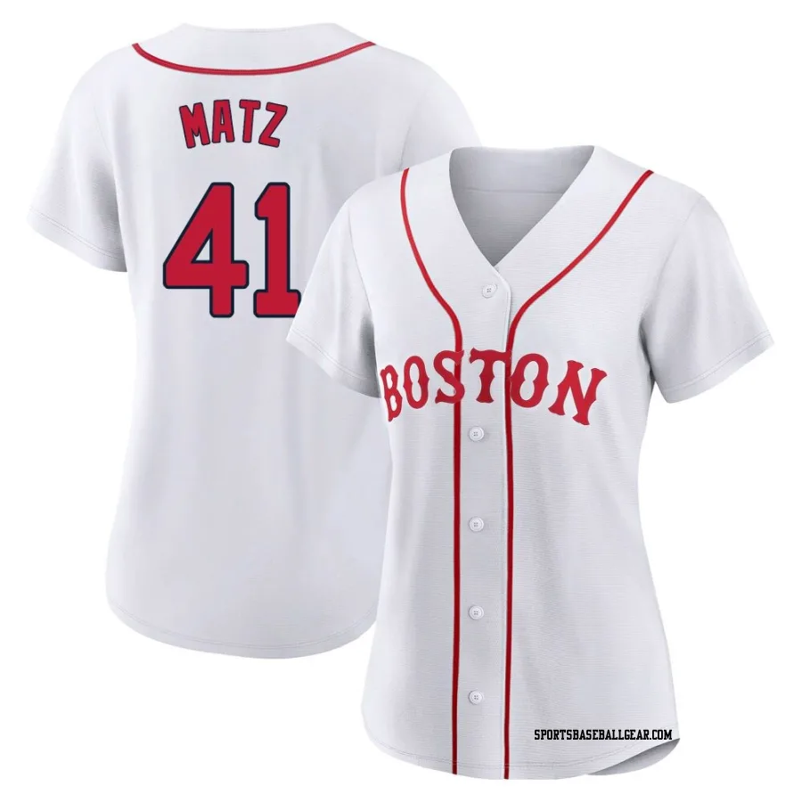 Steven Matz Women's Boston Red Sox White Replica 2021 Patriots' Day Jersey