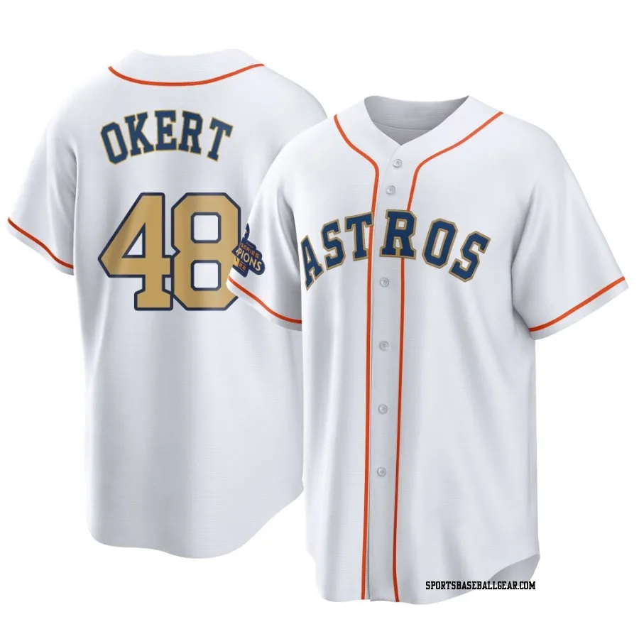 Steven Okert Men's Houston Astros Gold Replica White 2023 Collection Jersey