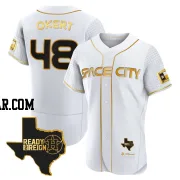 Steven Okert Men's Houston Astros White/Gold Authentic 2023 Space City Ready 2 Reign Flex Base Jersey