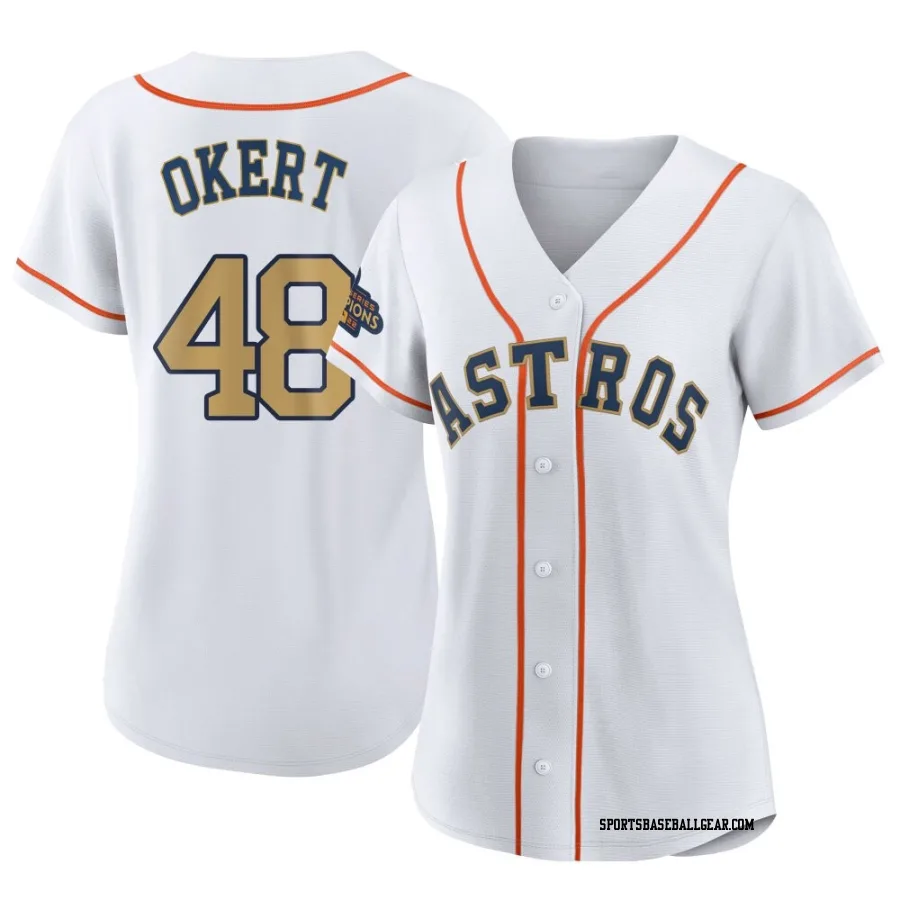 Steven Okert Women's Houston Astros Gold Replica White 2023 Collection Jersey
