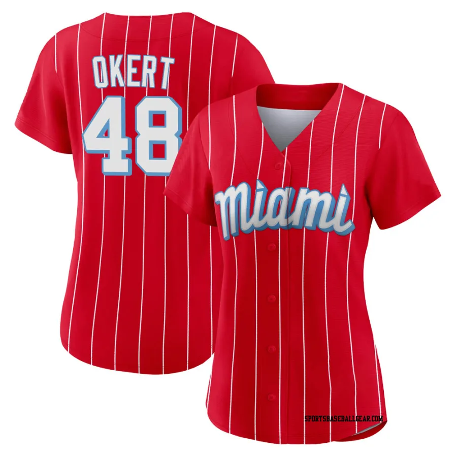 Steven Okert Women's Miami Marlins Red Replica 2021 City Connect Jersey